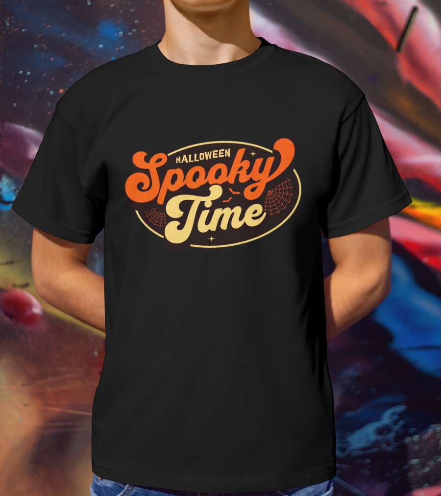 Halloween Spooky Time Bats And Webs T-Shirt