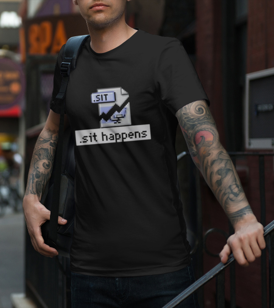 Mac84tv .SIT File Sit Happens Retro Computer Humor T-Shirt