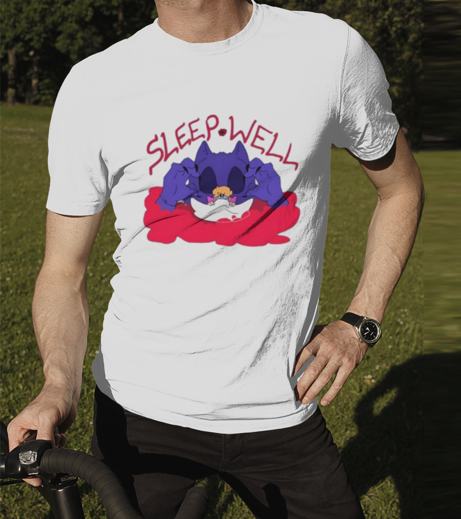 Sleep Well Monster Cartoon Creature Holding Tiny Figure T-Shirt