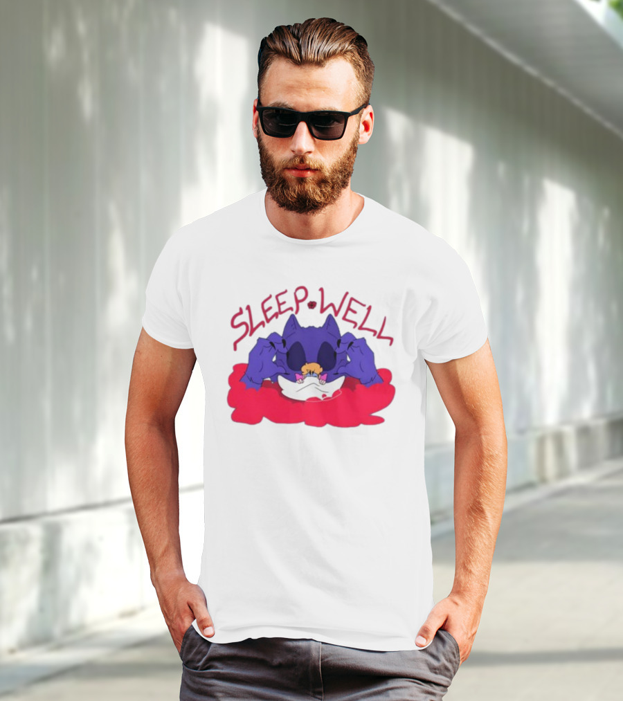 Sleep Well Monster Cartoon Creature Holding Tiny Figure T-Shirt