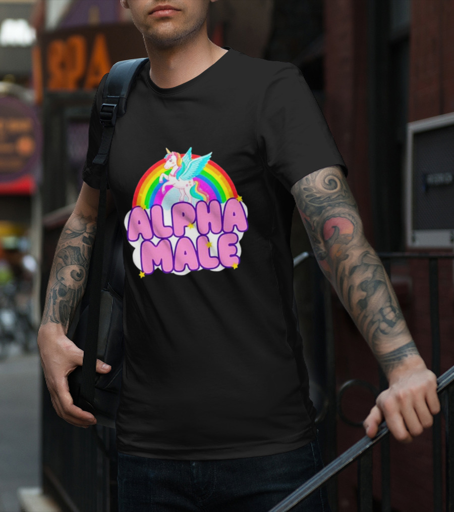 Alpha Male Unicorn Rainbow Cloud T-Shirt