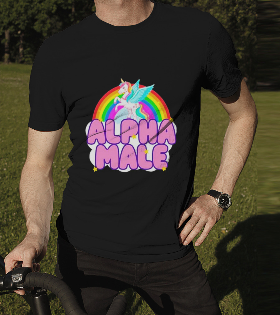 Alpha Male Unicorn Rainbow Cloud T-Shirt