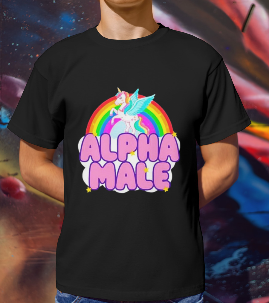 Alpha Male Unicorn Rainbow Cloud T-Shirt