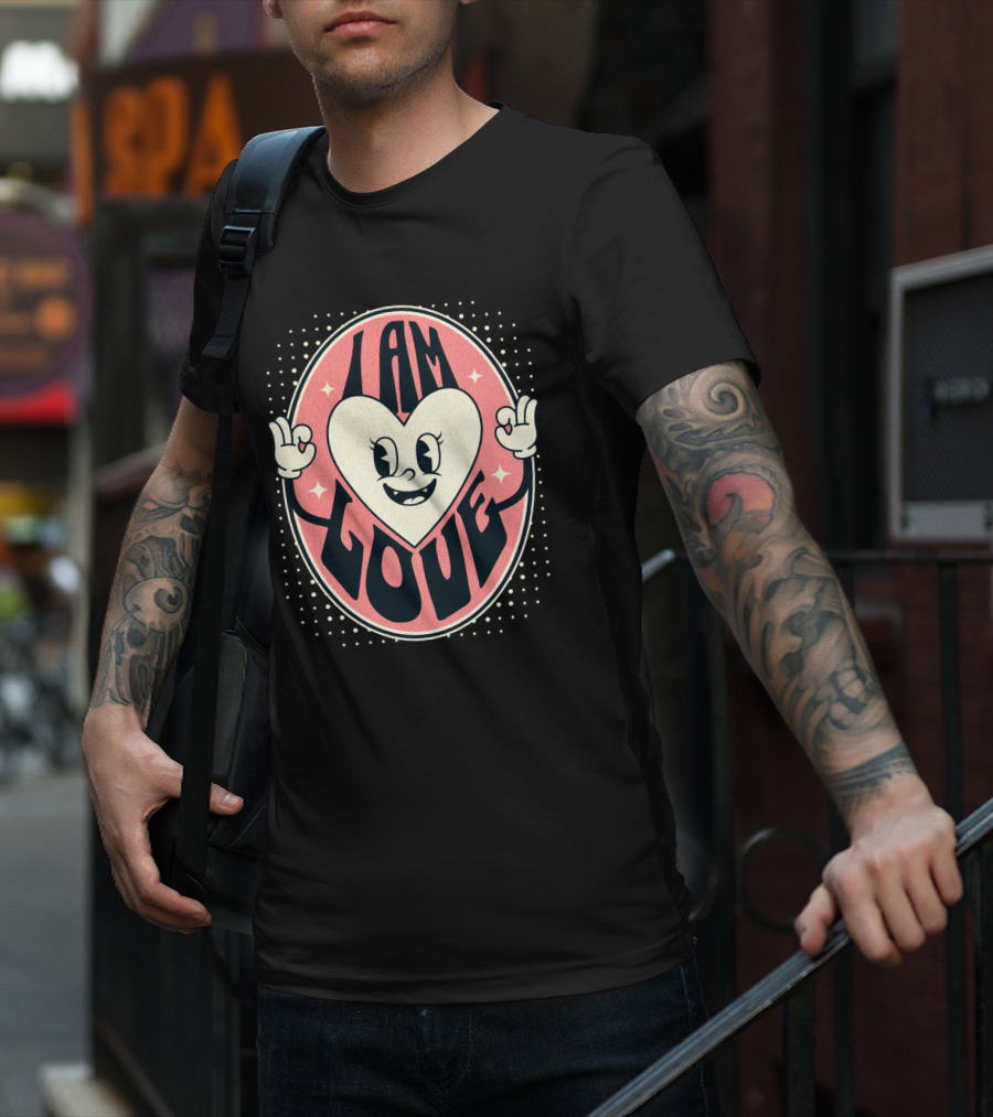 I Am Love Retro Heart Character Valentine's Day T-Shirt