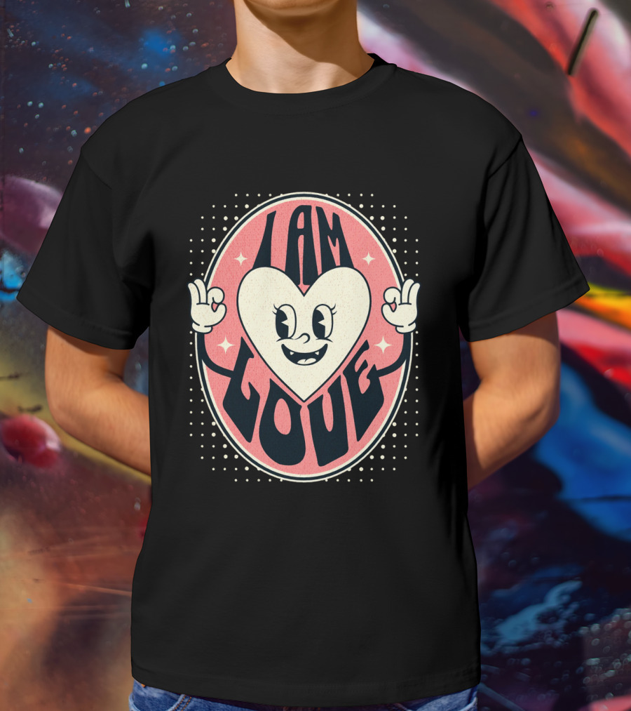 I Am Love Retro Heart Character Valentine's Day T-Shirt