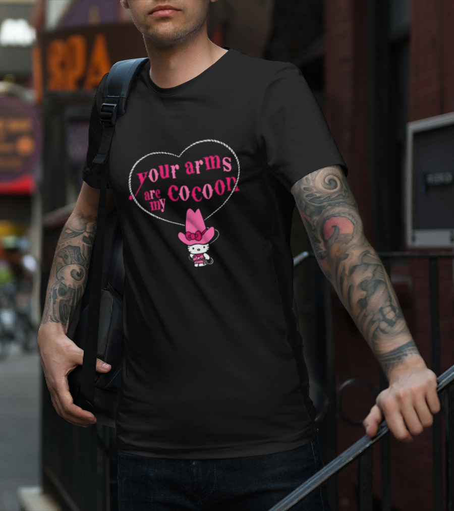Your Arms Are My Cocoon Hello Kitty Cowboy Hat Heart Rope T-Shirt