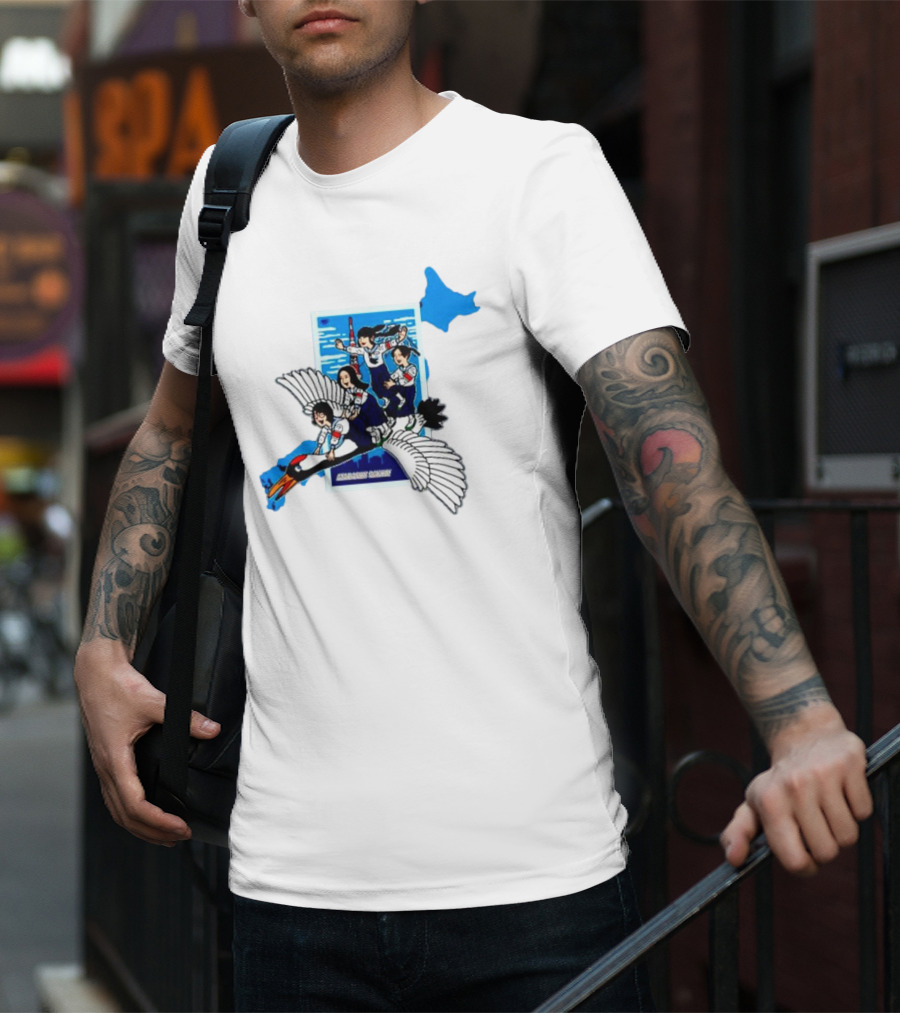 Atarashii Gakko Navy Crane Riding Cartoon Adventure T-Shirt