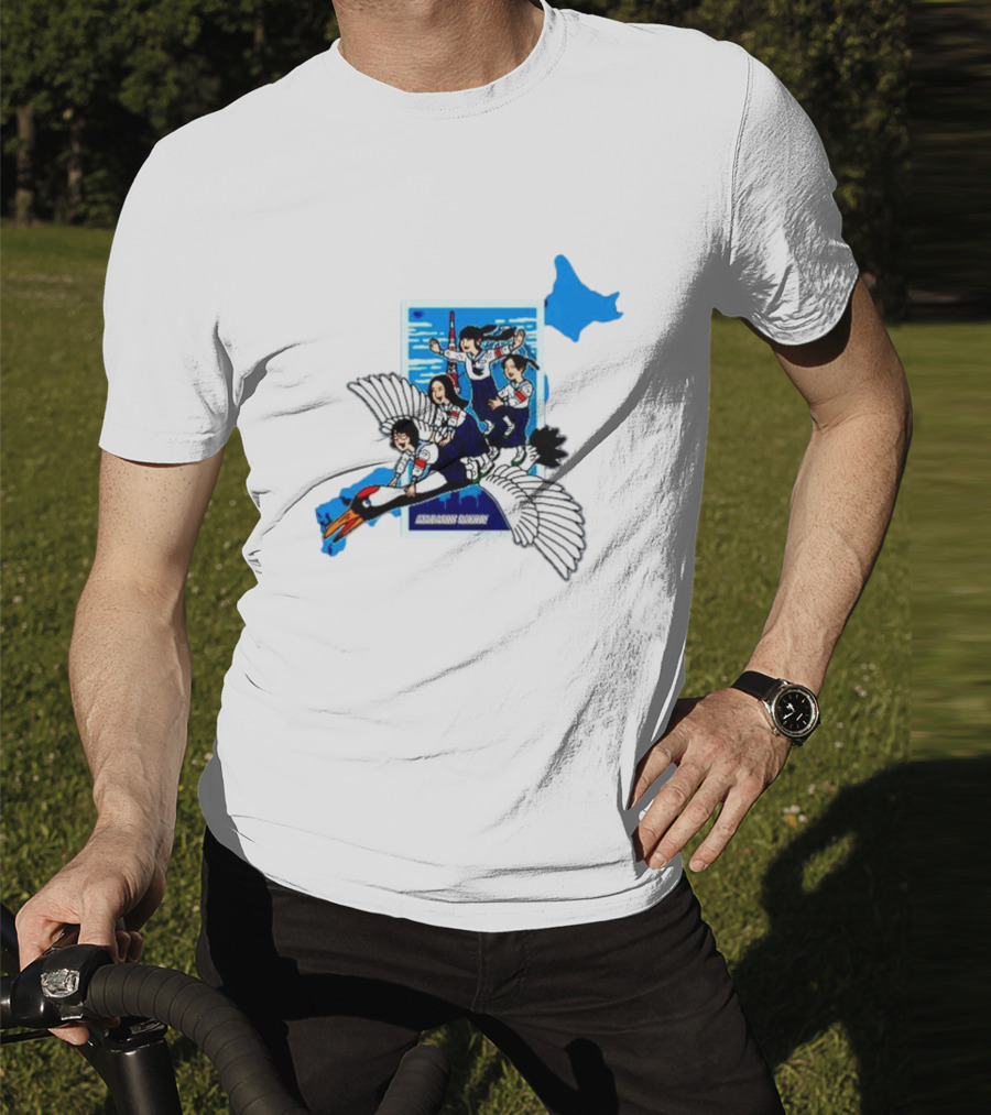 Atarashii Gakko Navy Crane Riding Cartoon Adventure T-Shirt