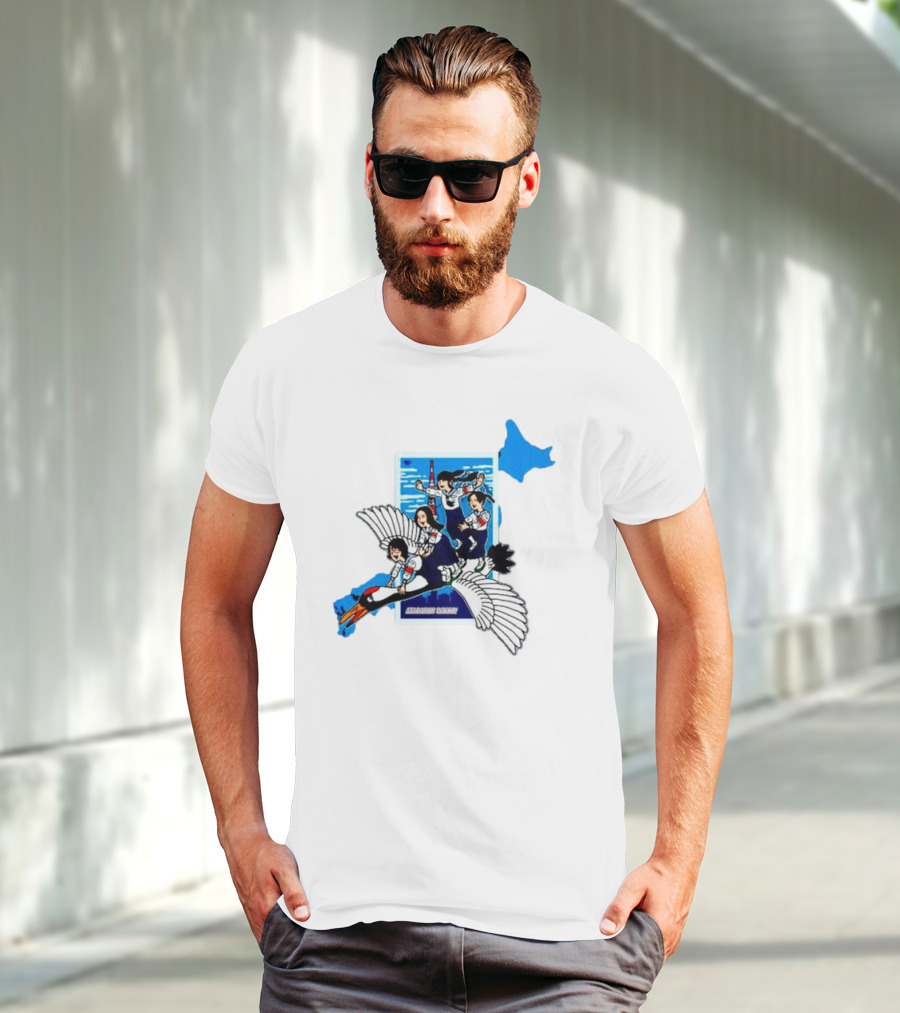 Atarashii Gakko Navy Crane Riding Cartoon Adventure T-Shirt