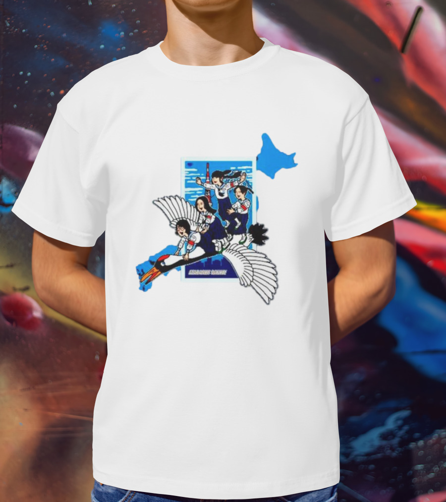 Atarashii Gakko Navy Crane Riding Cartoon Adventure T-Shirt