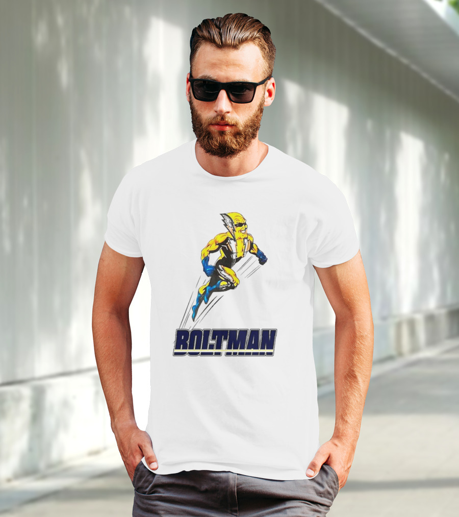 Boltman Superhero Speedster Art Yellow And Blue T-Shirt