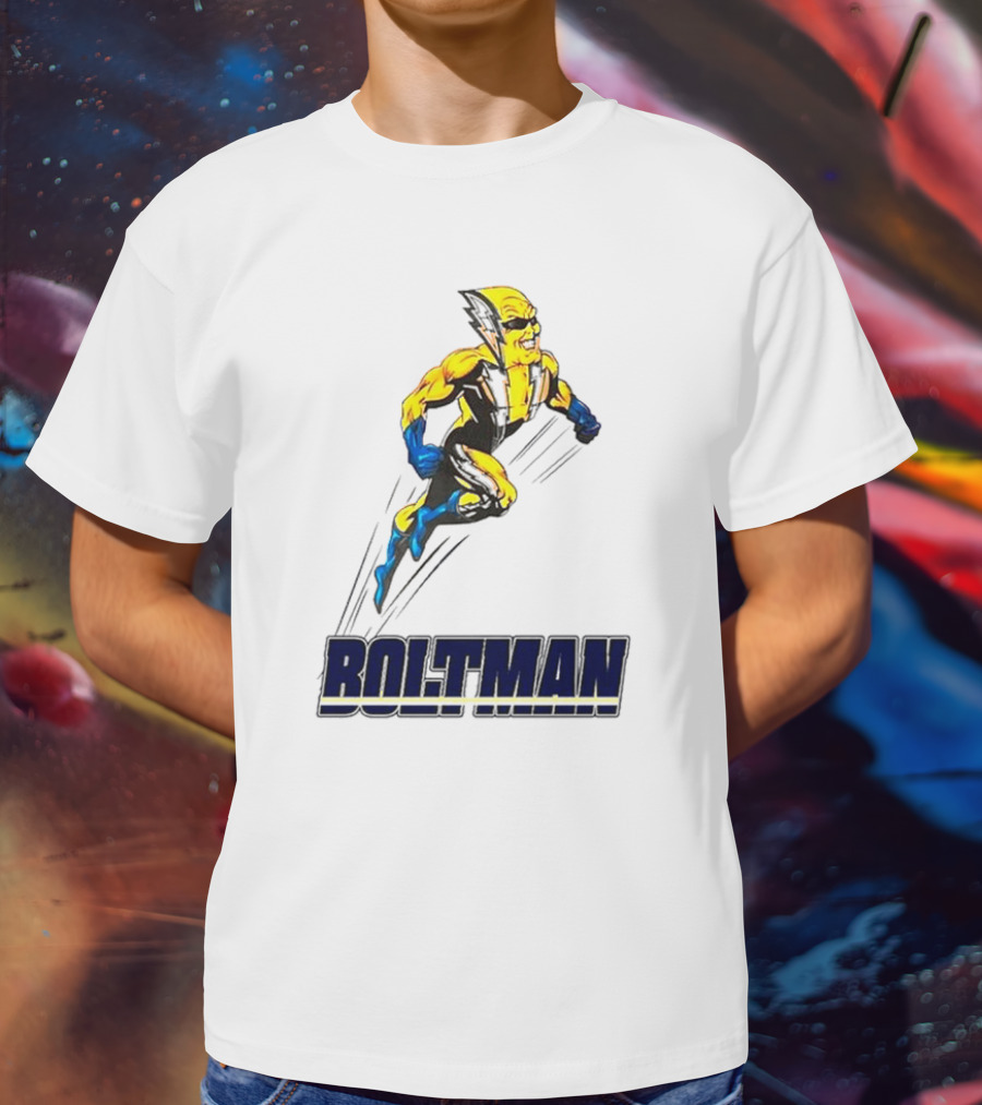 Boltman Superhero Speedster Art Yellow And Blue T-Shirt