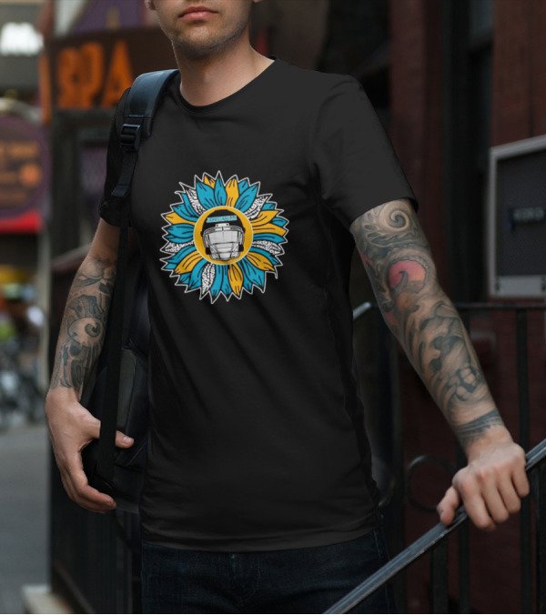 Jacksonville Jaguars Football Helmet Sunflower T-Shirt