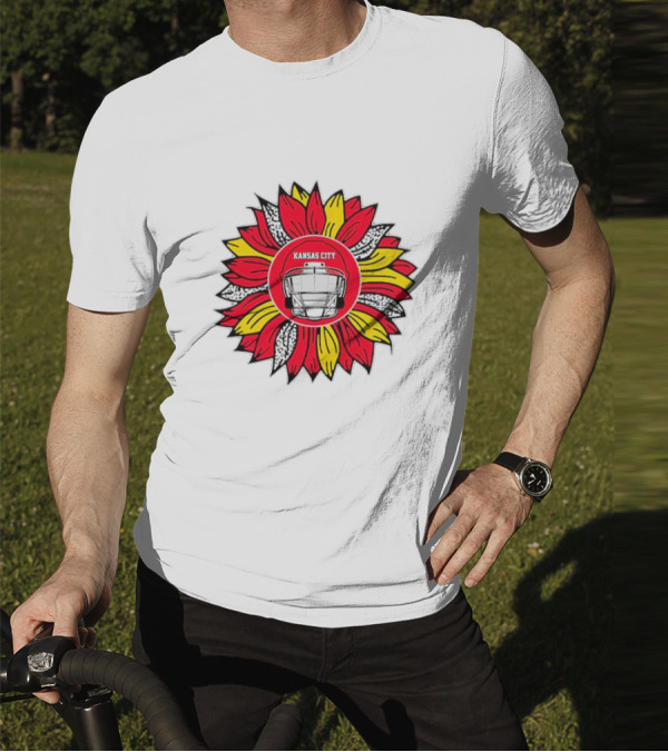 Kansas City Chiefs Football Helmet Sunflower T-Shirt