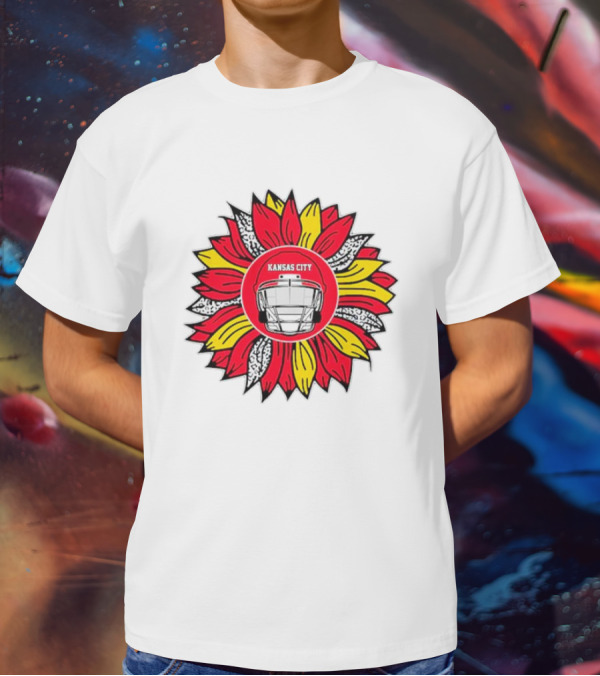 Kansas City Chiefs Football Helmet Sunflower T-Shirt