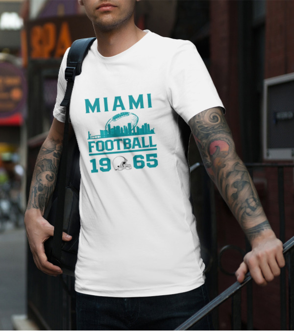 Miami Dolphins 1965 Skyline Football Urban Scene T-Shirt