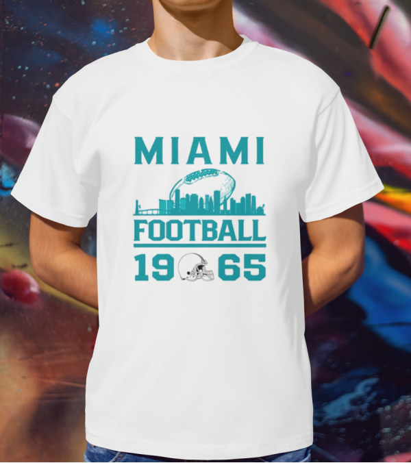 Miami Dolphins 1965 Skyline Football Urban Scene T-Shirt