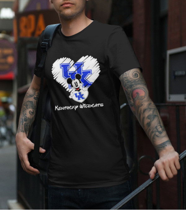 Kentucky Wildcats Heart With Mickey Mouse UK T-Shirt