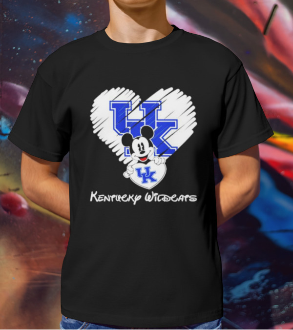 Kentucky Wildcats Heart With Mickey Mouse UK T-Shirt
