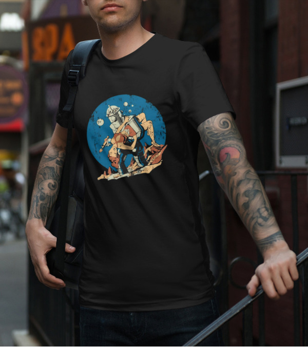 Damselindistress Retro Robot Romance Vintage Sci-Fi Space Adventure T-Shirt