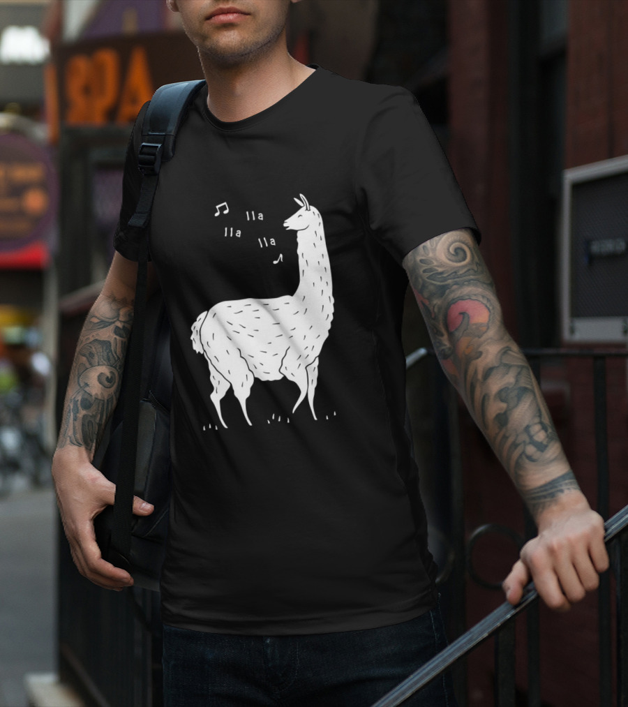 LLAMAS AND MUSICAL NOTES LLA LLA SONG OF THE LLAMA T-Shirt