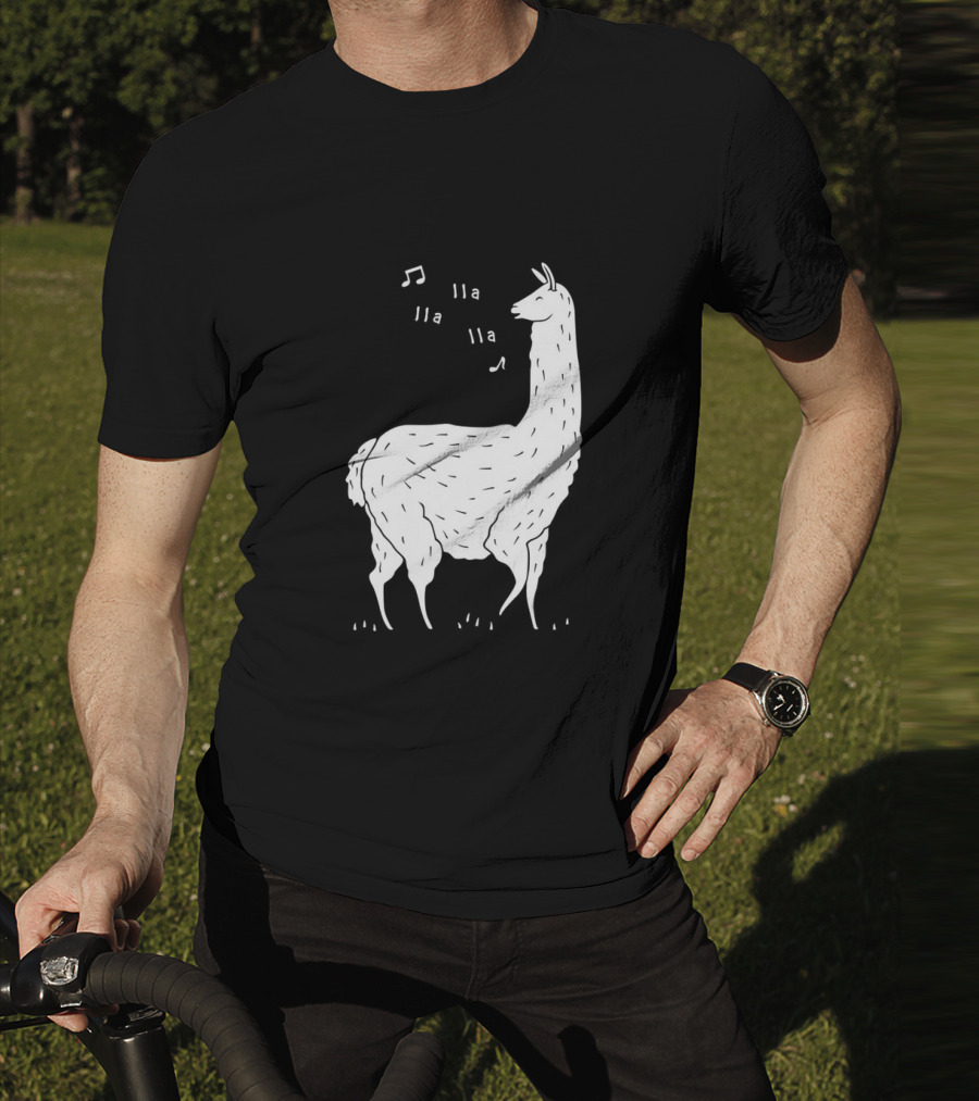 LLAMAS AND MUSICAL NOTES LLA LLA SONG OF THE LLAMA T-Shirt