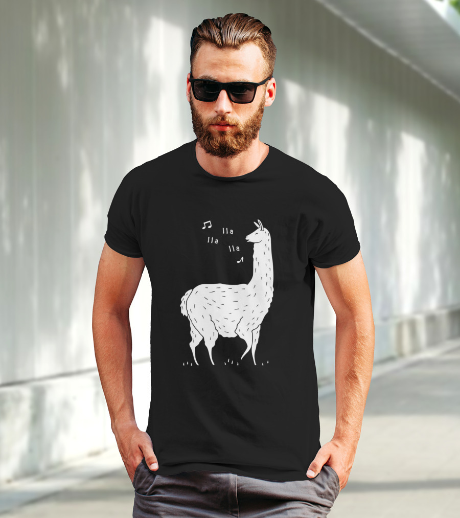 LLAMAS AND MUSICAL NOTES LLA LLA SONG OF THE LLAMA T-Shirt