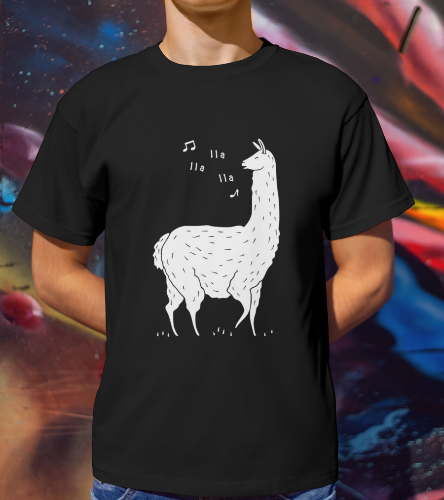 LLAMAS AND MUSICAL NOTES LLA LLA SONG OF THE LLAMA T-Shirt