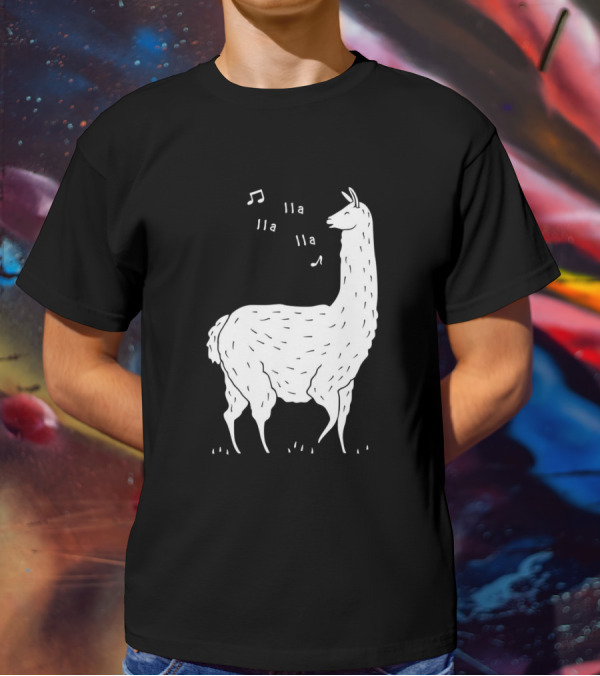 LLAMAS AND MUSICAL NOTES LLA LLA SONG OF THE LLAMA T-Shirt