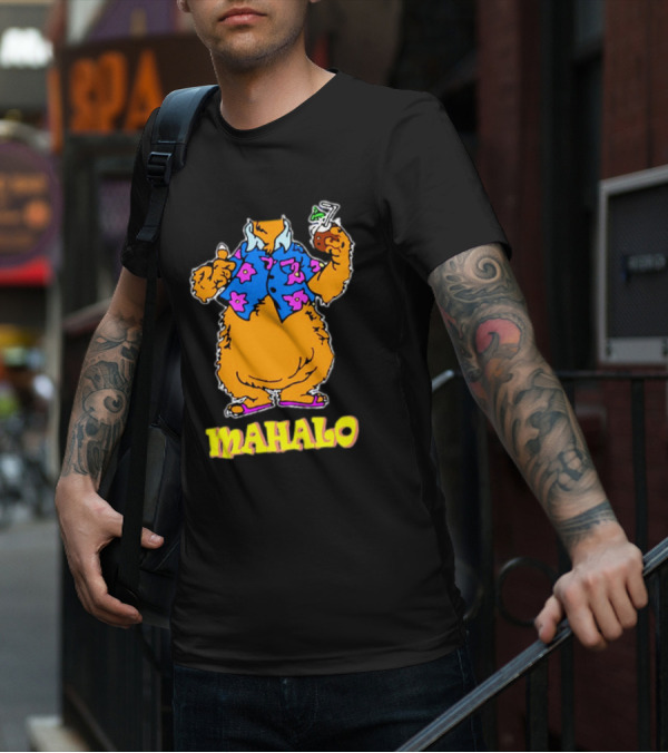 Tammy Mahalo Tropical Bear In Hawaiian Shirt With Drink T-Shirt