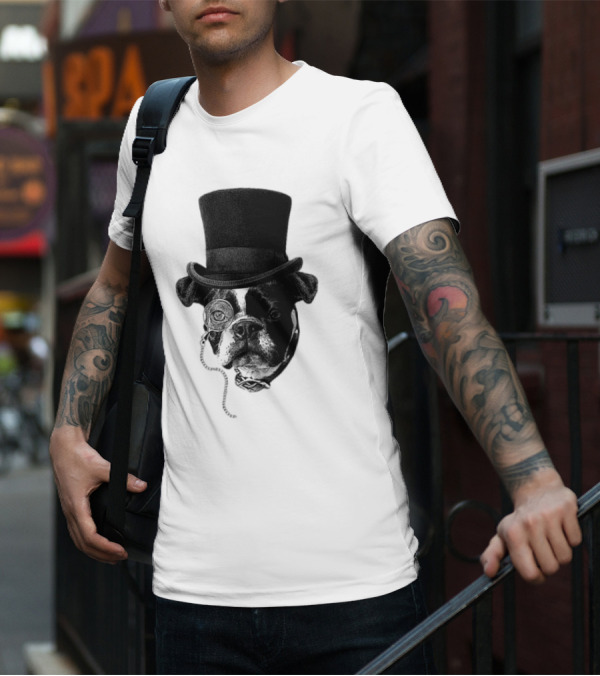 Winston Howl III Monocle Dog Top Hat T-Shirt