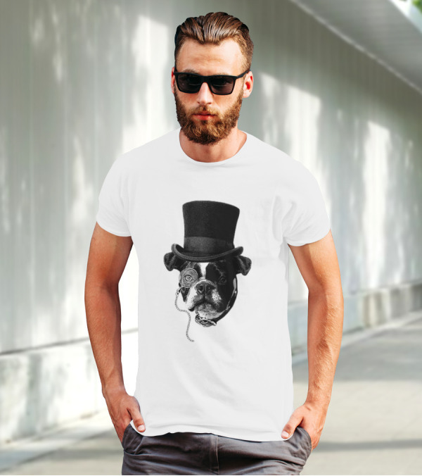 Winston Howl III Monocle Dog Top Hat T-Shirt