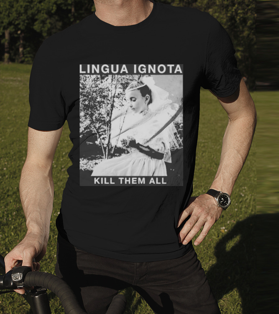 LINGUA IGNOTA KILL THEM ALL Veiled Bride Prayerful Pose T-Shirt