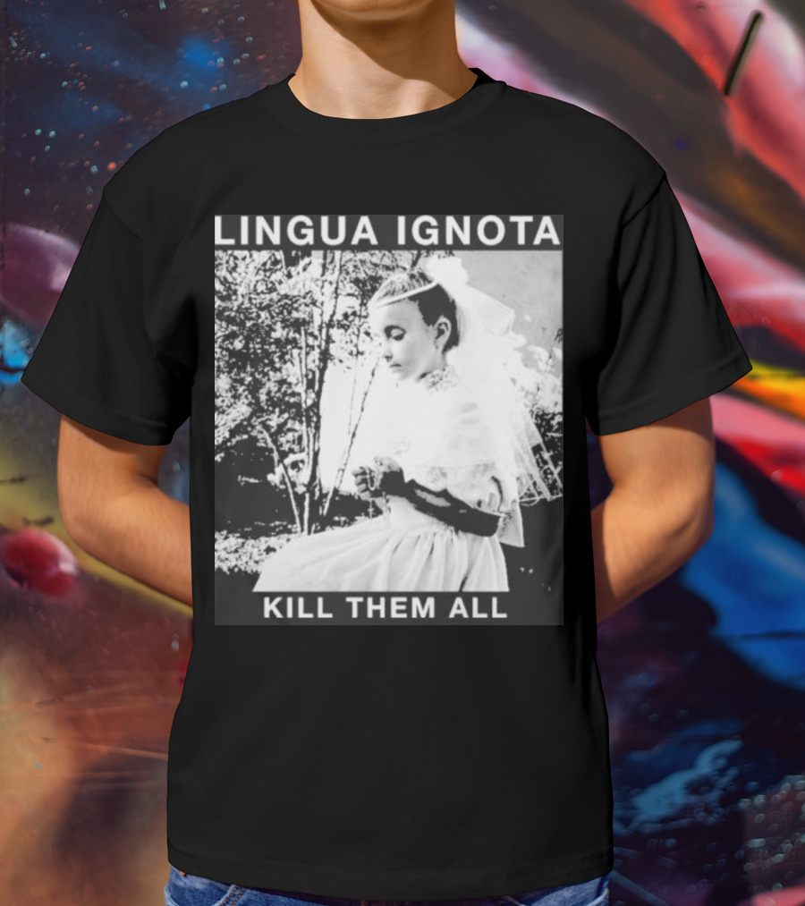 LINGUA IGNOTA KILL THEM ALL Veiled Bride Prayerful Pose T-Shirt