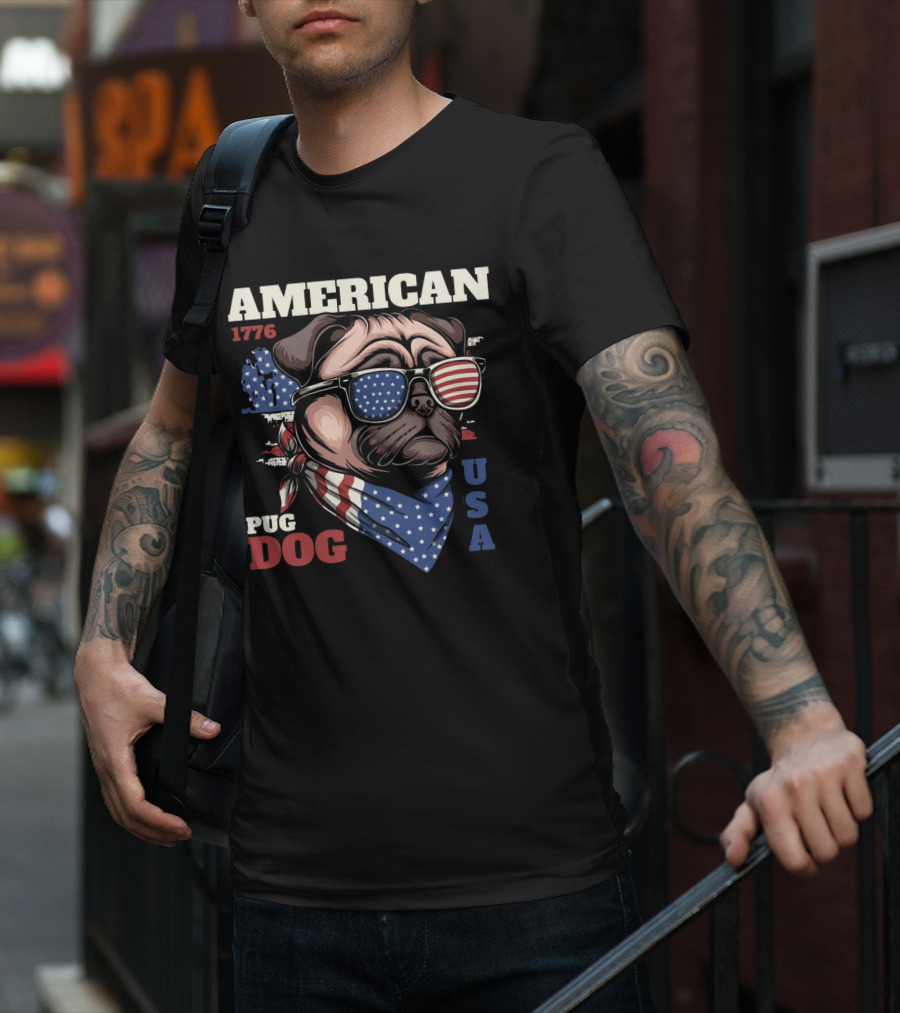 AMERICAN PUG DOG 1776 USA T-Shirt