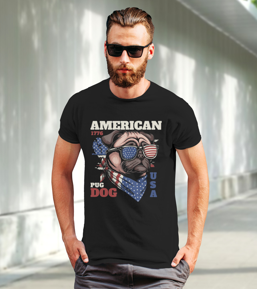 AMERICAN PUG DOG 1776 USA T-Shirt