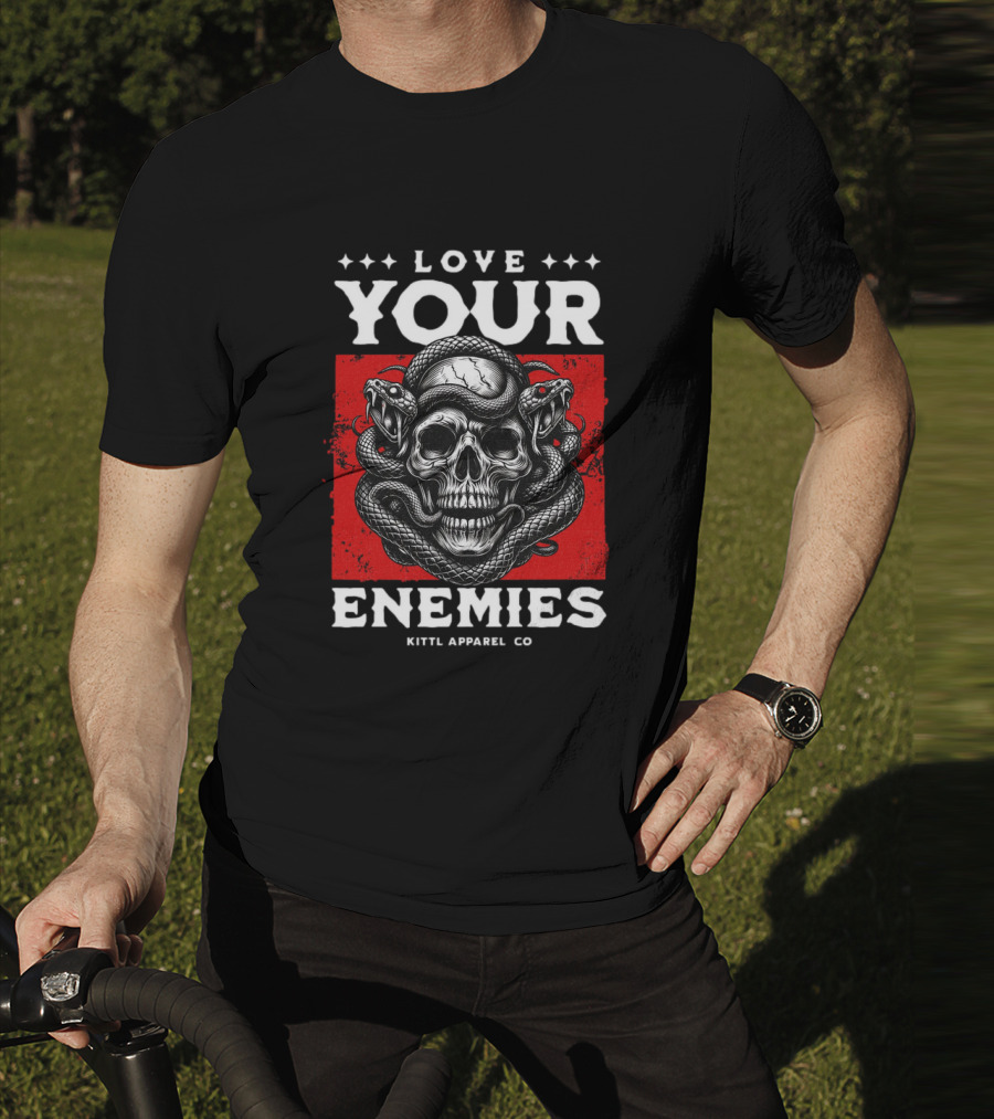 Love Your Enemies Skull With Snakes Kittl Apparel Co T-Shirt