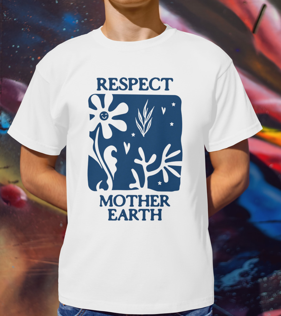 Respect Mother Earth Flower Stars Boho T-Shirt