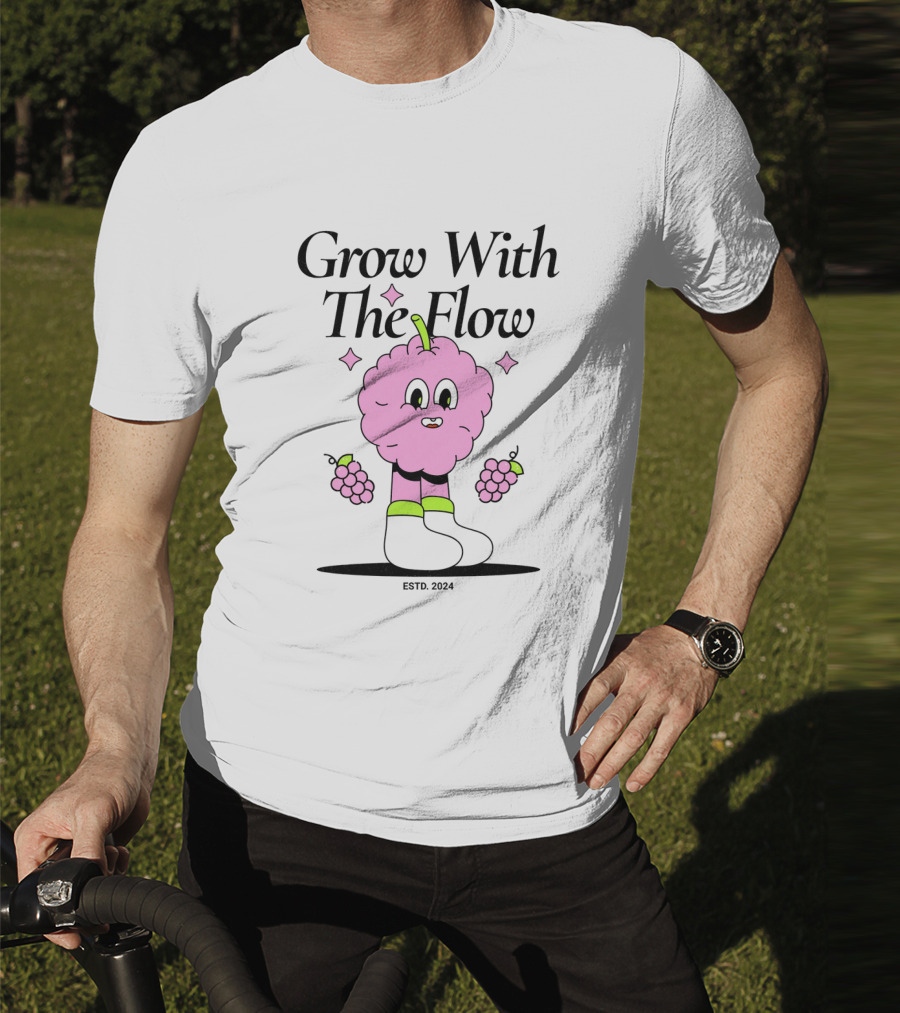 Grow With The Flow Pink Character Grapes ESTD. T-Shirt