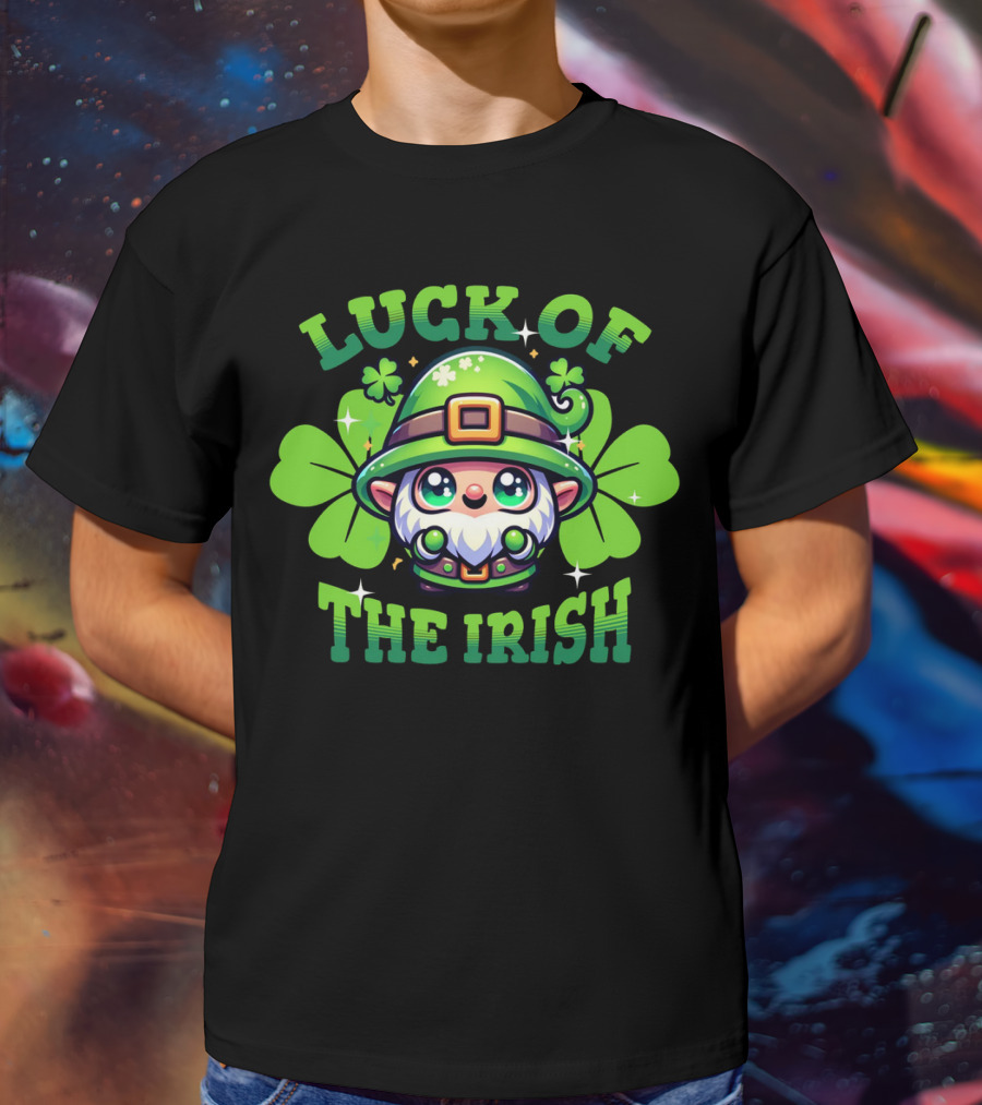 Luck Of The Irish Cute Leprechaun With Shamrocks T-Shirt