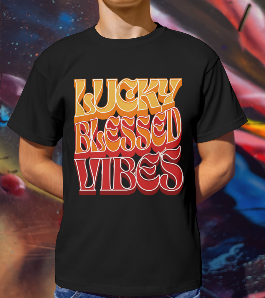 Lucky Blessed Vibes Retro T-Shirt