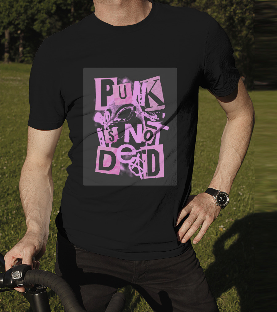 Punk Is Not Dead Mask And Anarchy Symbol Collage T-Shirt