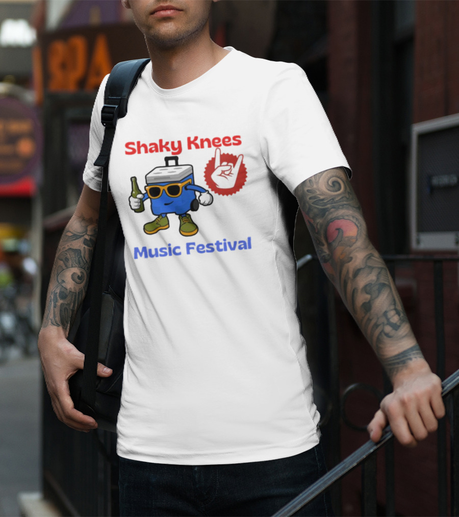 Shaky Knees Music Festival Cooler Character With Sunglasses And Rock Hand T-Shirt