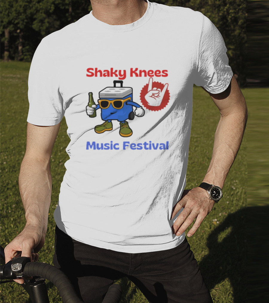 Shaky Knees Music Festival Cooler Character With Sunglasses And Rock Hand T-Shirt