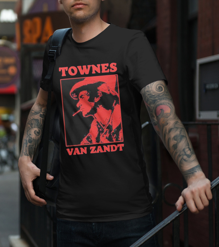 TOWNES VAN ZANDT VINTAGE RED SILHOUETTE IMAGE T-Shirt