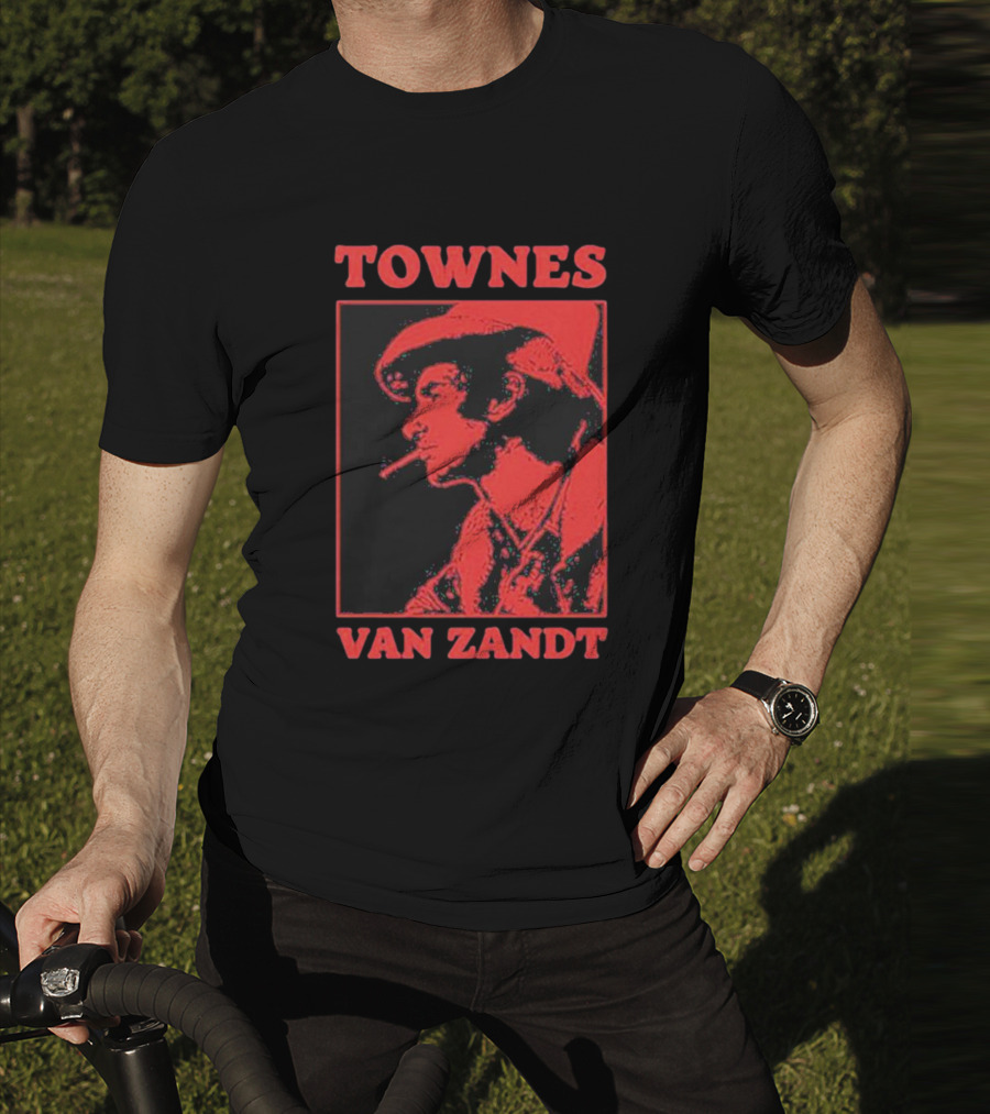 TOWNES VAN ZANDT VINTAGE RED SILHOUETTE IMAGE T-Shirt