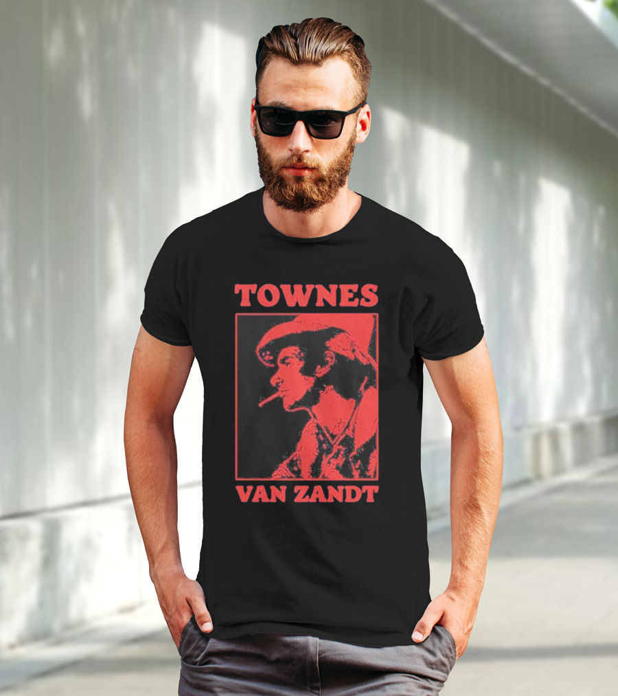 TOWNES VAN ZANDT VINTAGE RED SILHOUETTE IMAGE T-Shirt