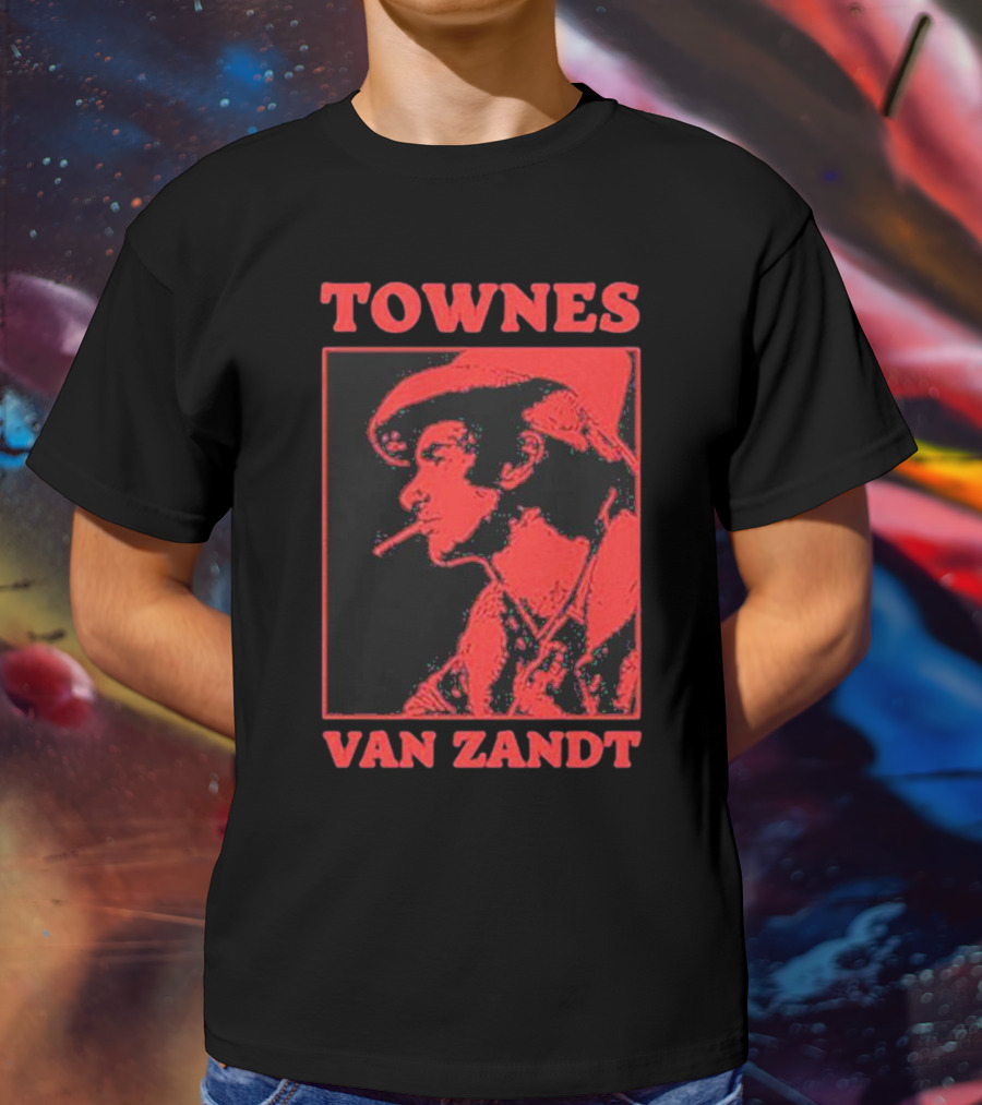 TOWNES VAN ZANDT VINTAGE RED SILHOUETTE IMAGE T-Shirt