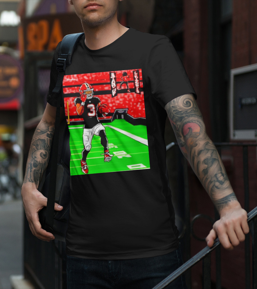 Stand Up Ludacris Football Player Number 3 On Green Field T-Shirt