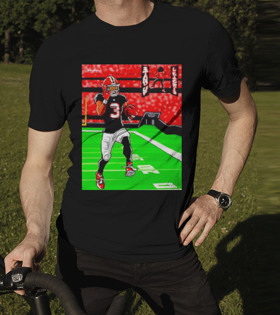 Stand Up Ludacris Football Player Number 3 On Green Field T-Shirt